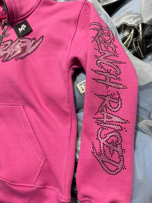 Mudbay pink double zip up hoodie