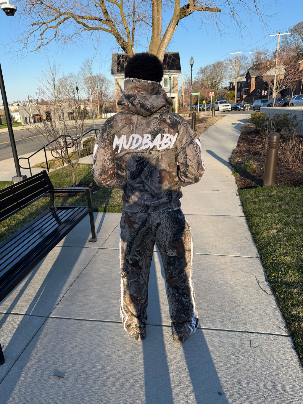 Camo distressed sweat suit