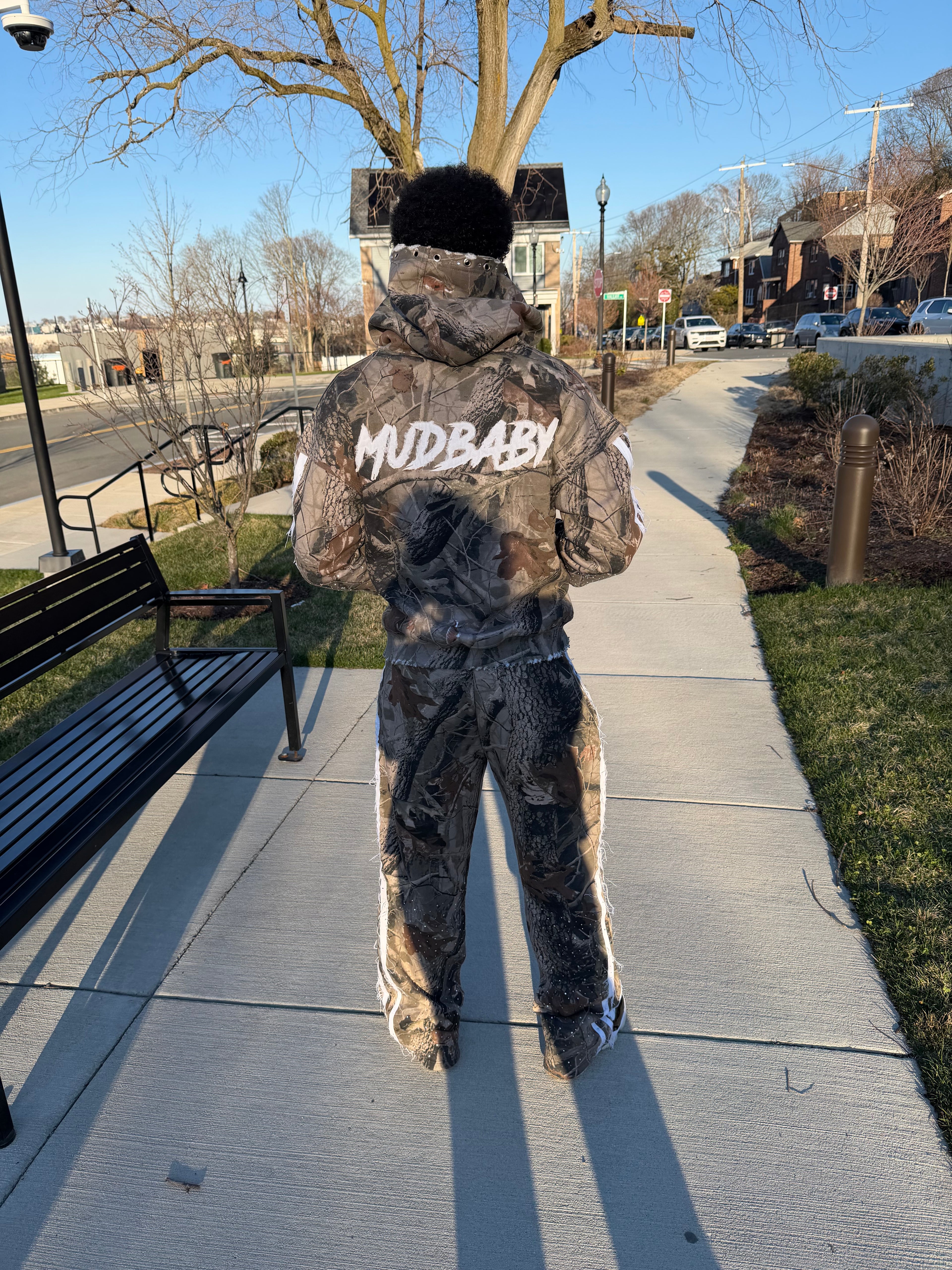Camo distressed sweat suit