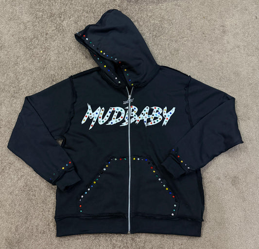 Black Mudbaby colorful rhinestones hoodie