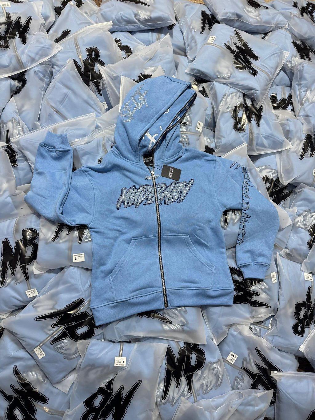 Mudbay unc blue double zip up hoodie