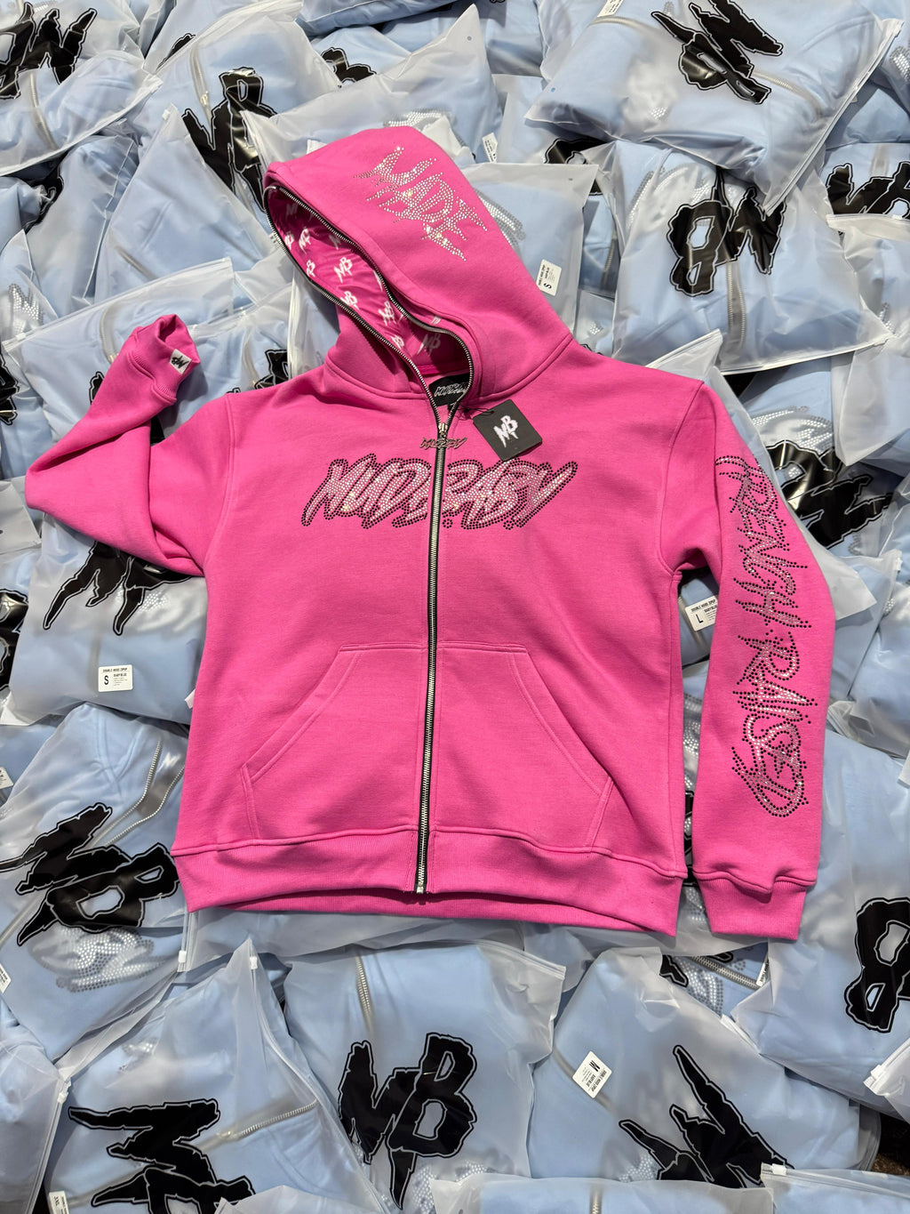 Mudbay pink double zip up hoodie