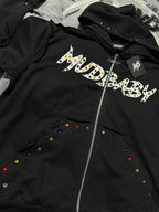 Black Mudbaby colorful rhinestones hoodie