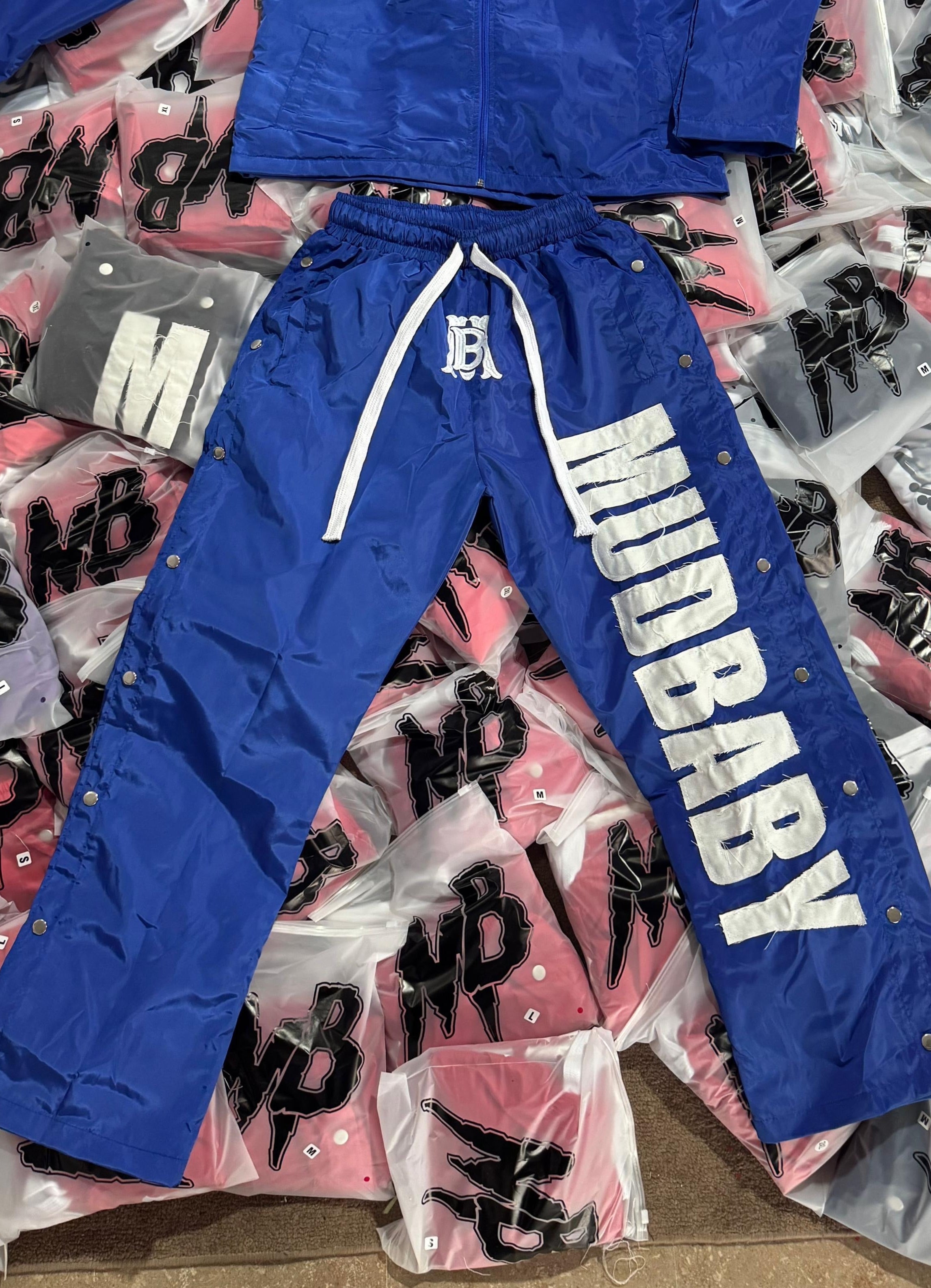 Blue nylon bottom
