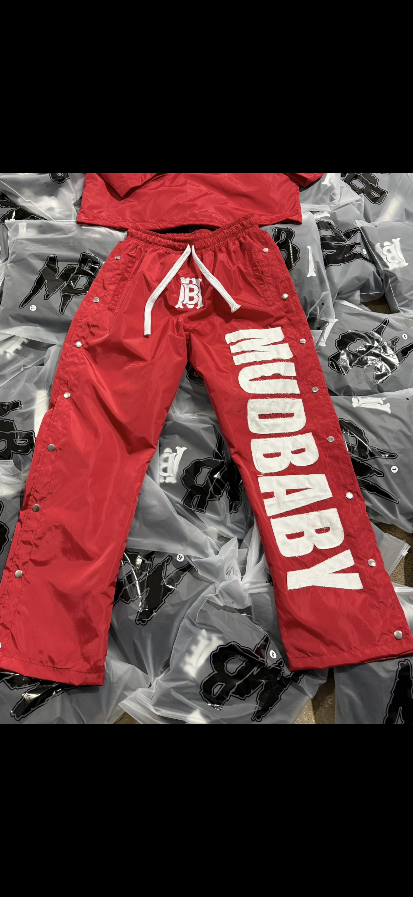 Red nylon bottom