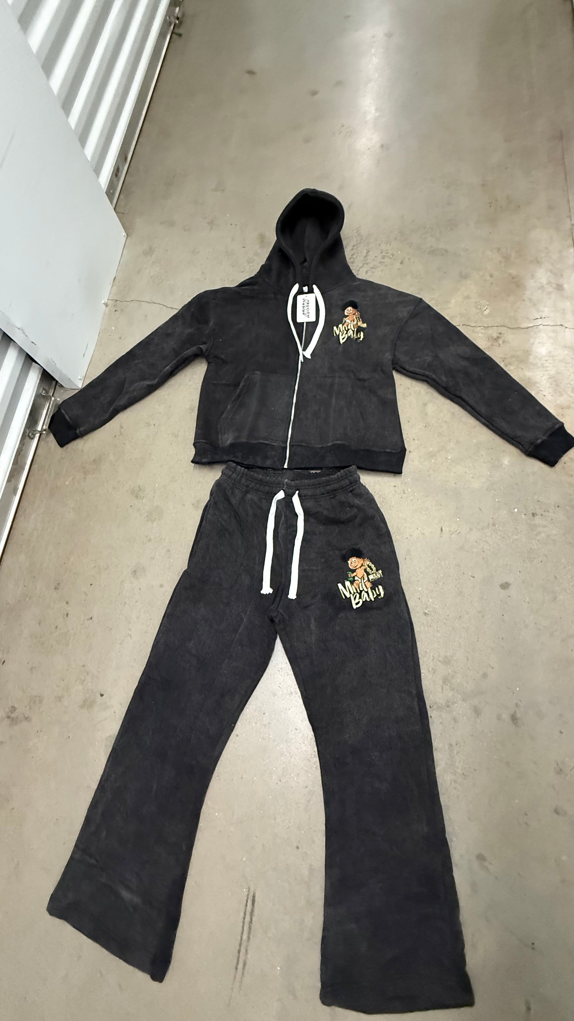 Black Mudbaby logo acid wash set