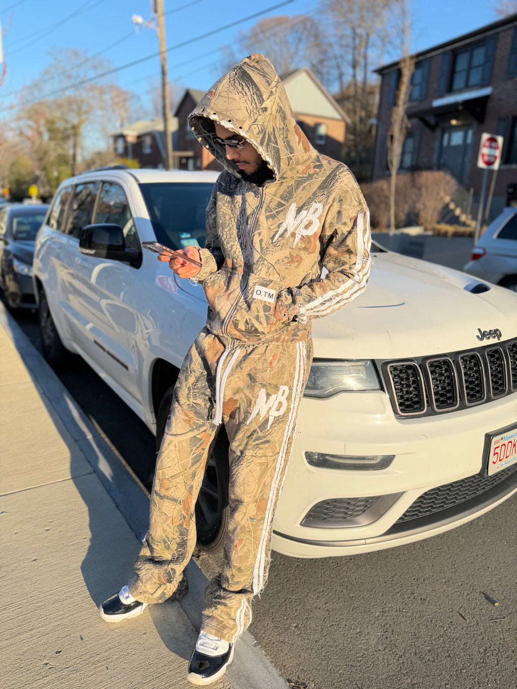 Camo distressed sweat suit