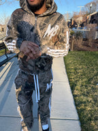 Camo distressed sweat suit