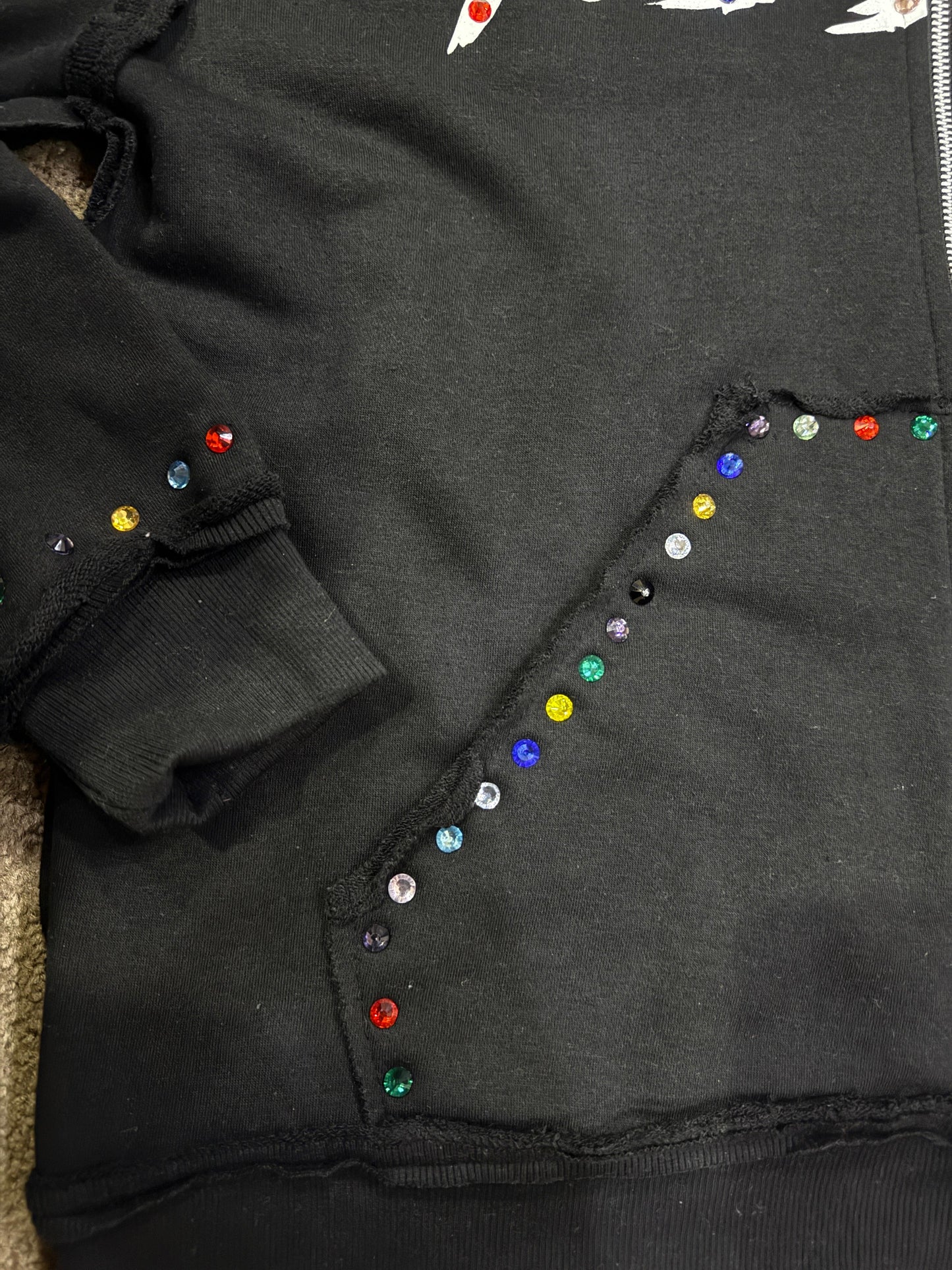 Black Mudbaby colorful rhinestones hoodie