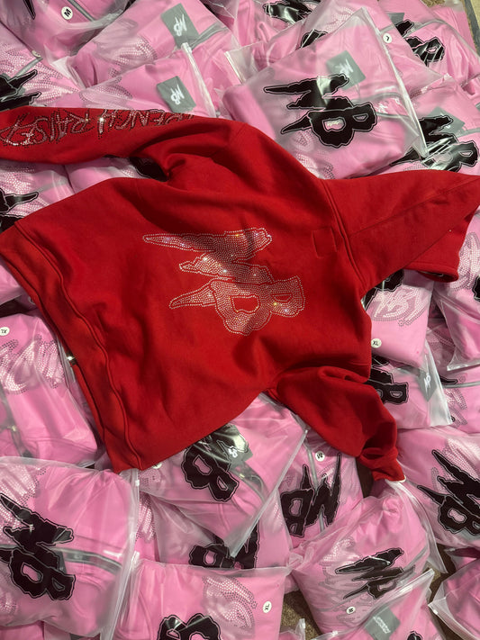 Mudbay red double zip up hoodie