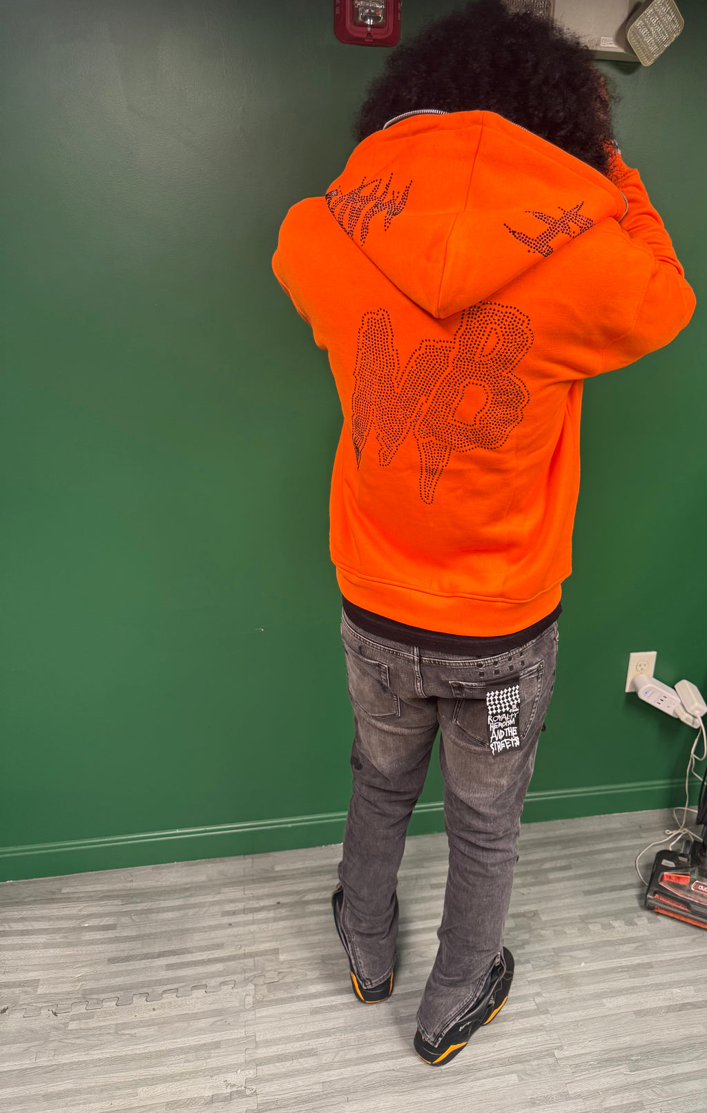 Mudbaby orange double hoodie zip up