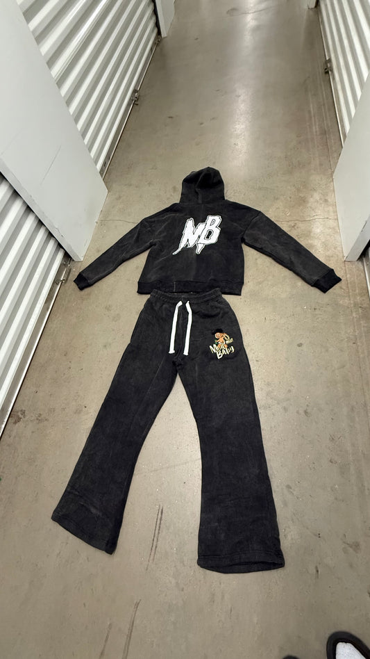 Black Mudbaby logo acid wash set