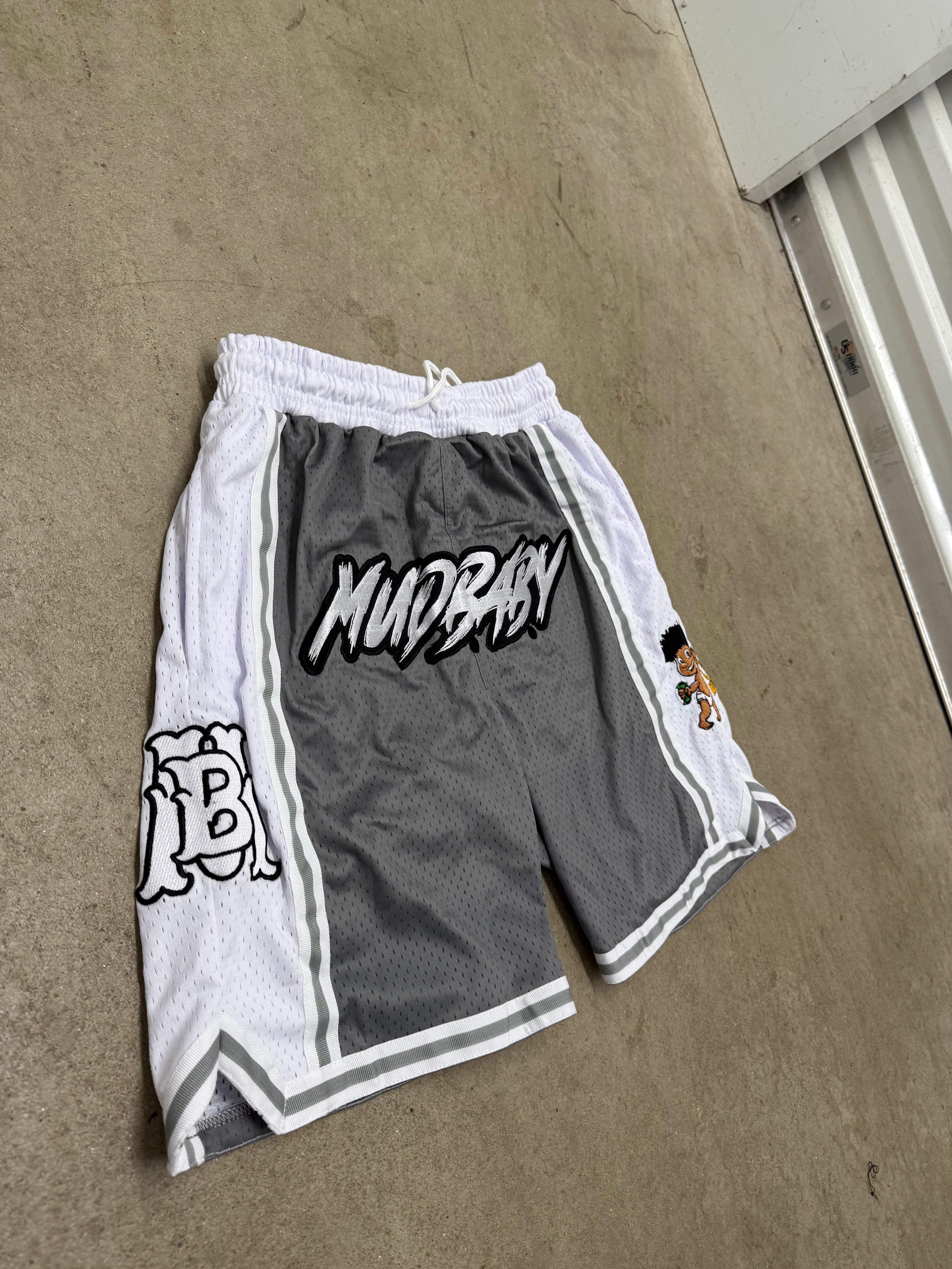 Grey Mud baby basketball shorts
