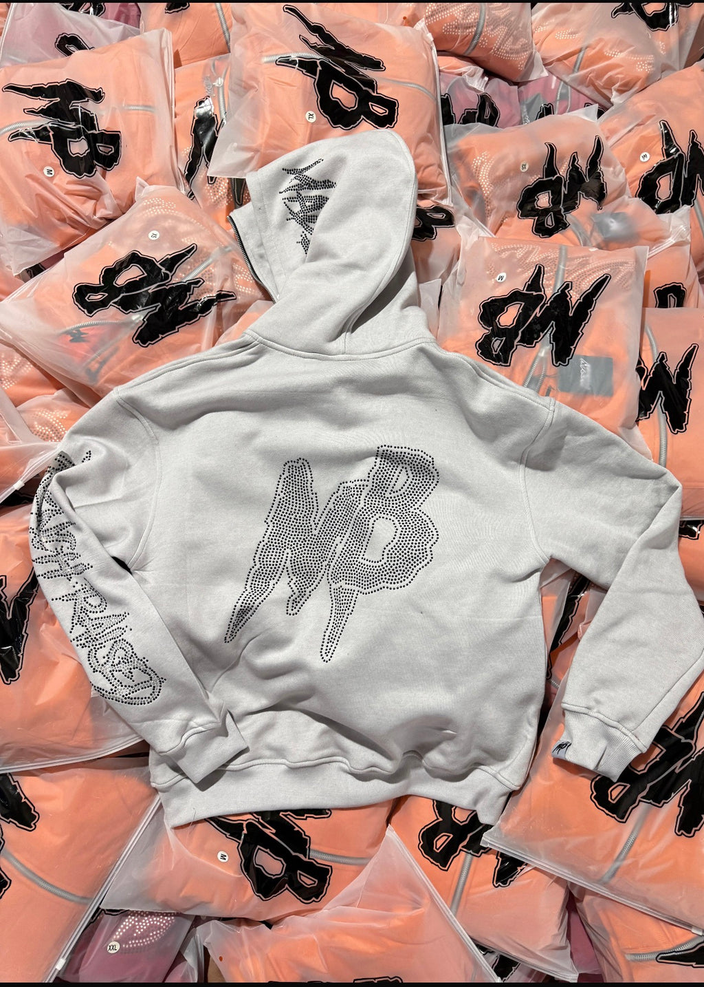Mudbay light grey double zip up hoodie