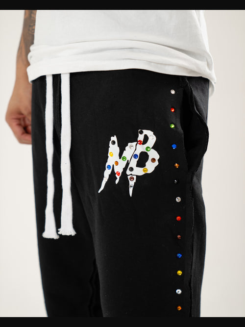 Black Mudbaby colorful rhinstone pants