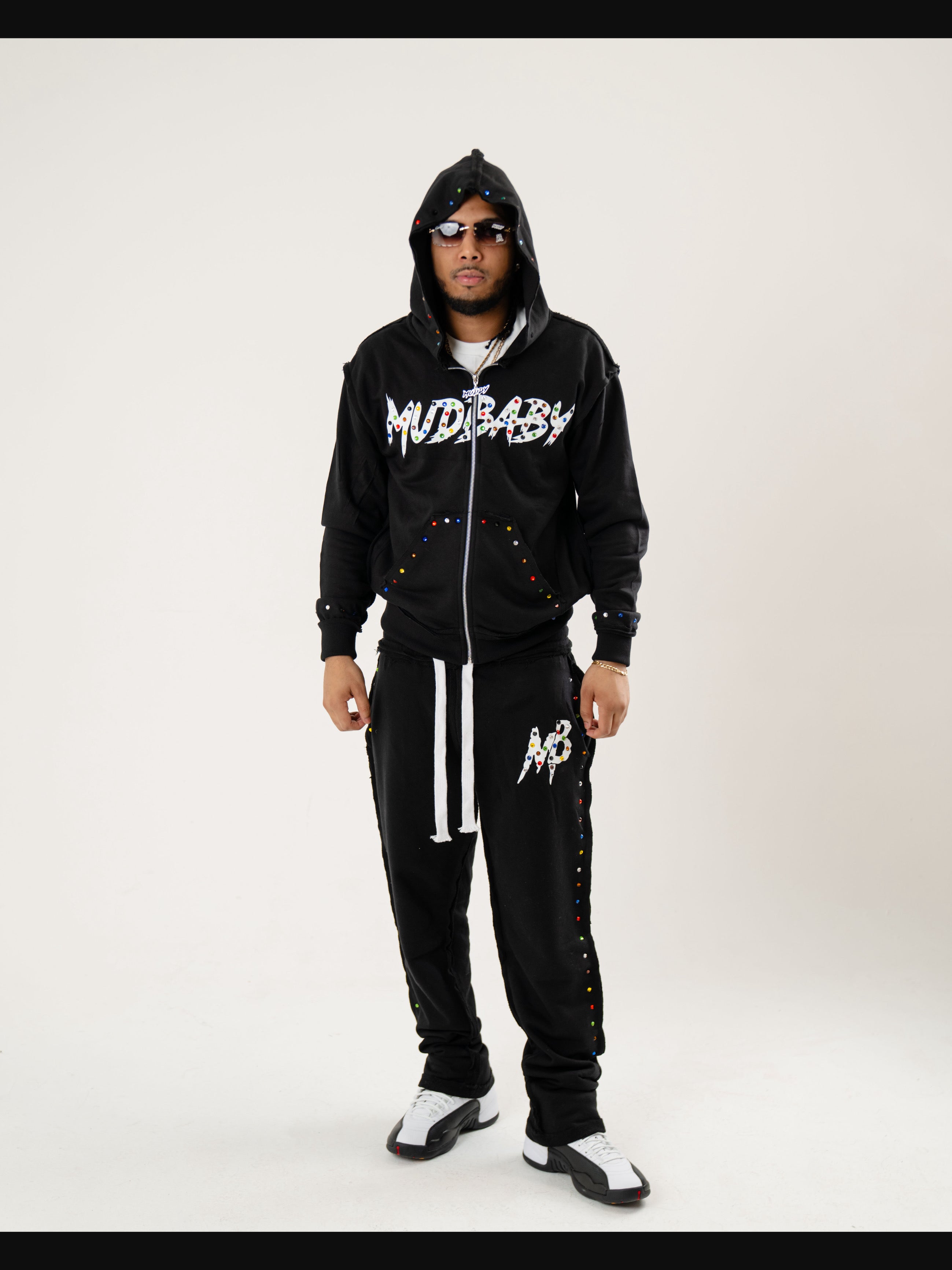 Black Mudbaby colorful rhinstone pants