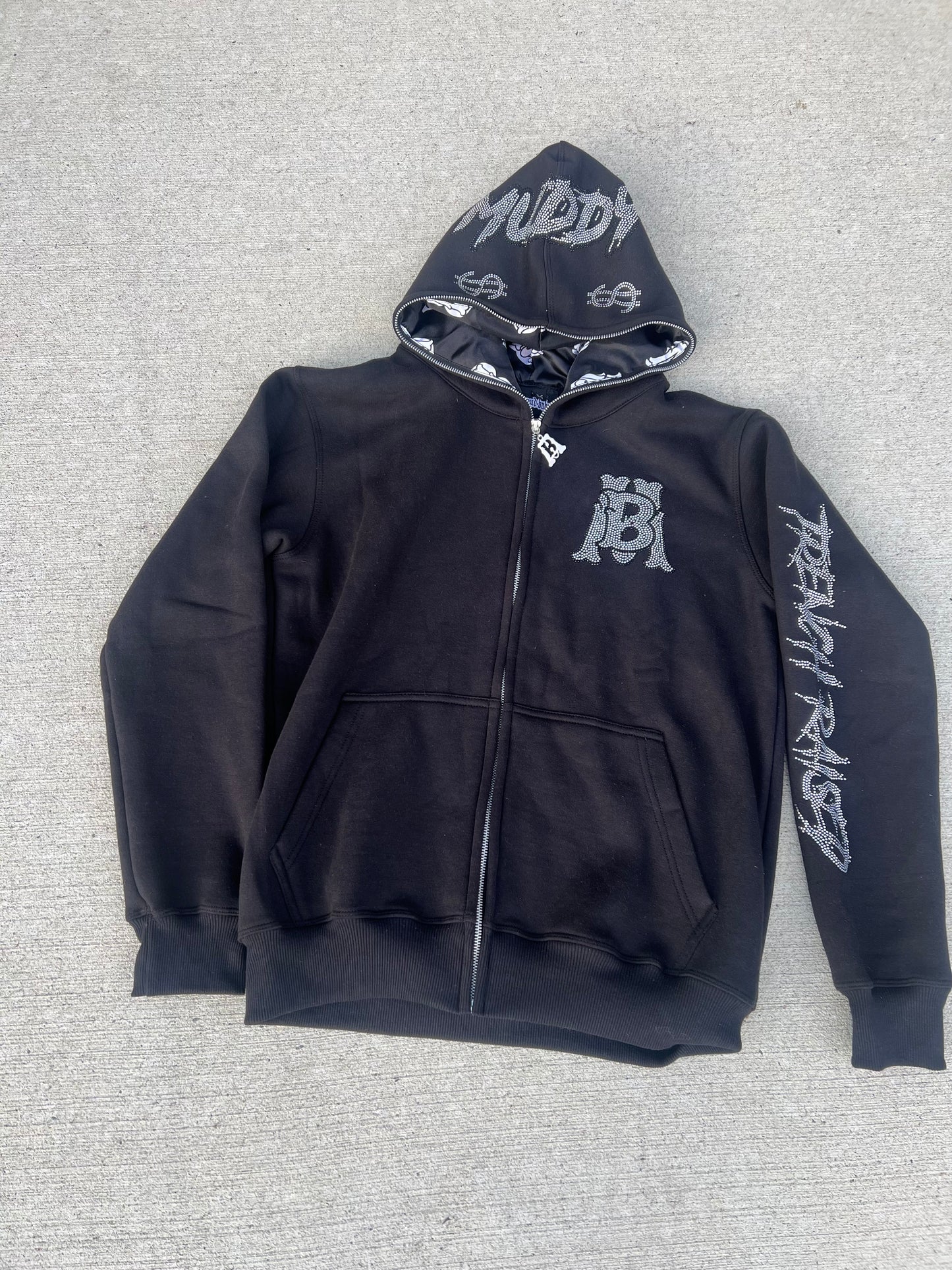 Mudbaby black rhinstone zip up