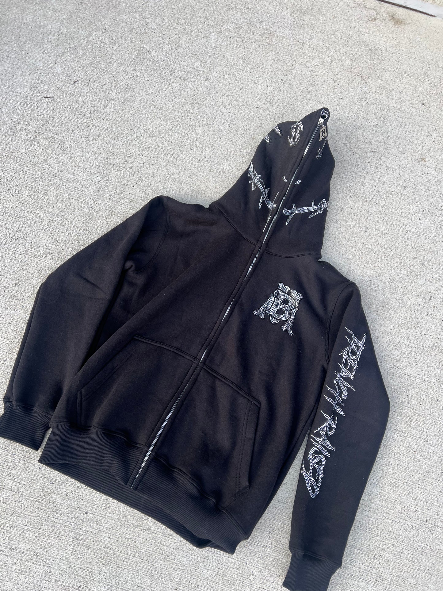 Mudbaby black rhinstone zip up