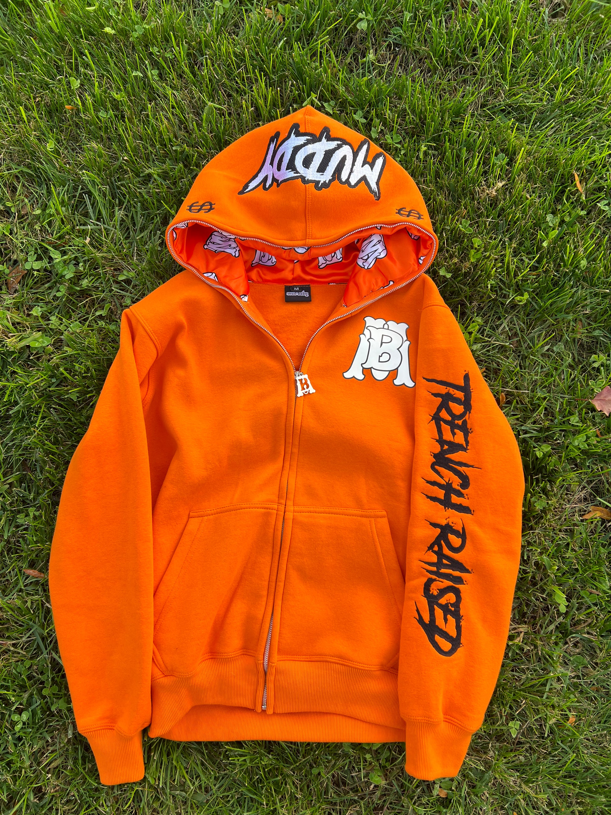 Orange and black discount zip up hoodie