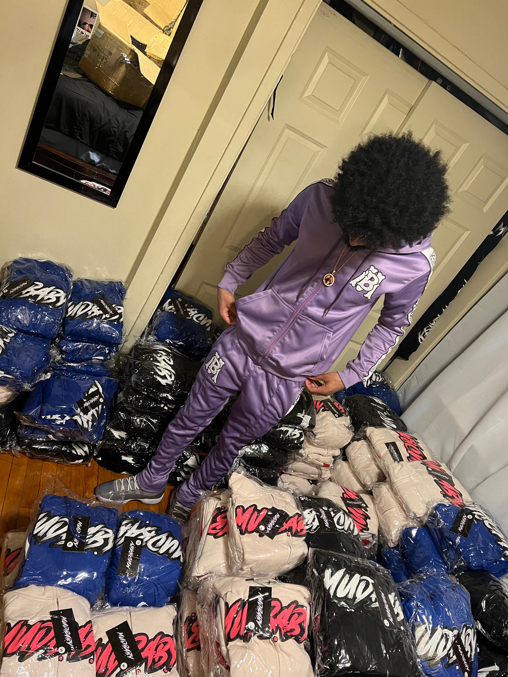 Purple Mudbaby hoodie tracksuit