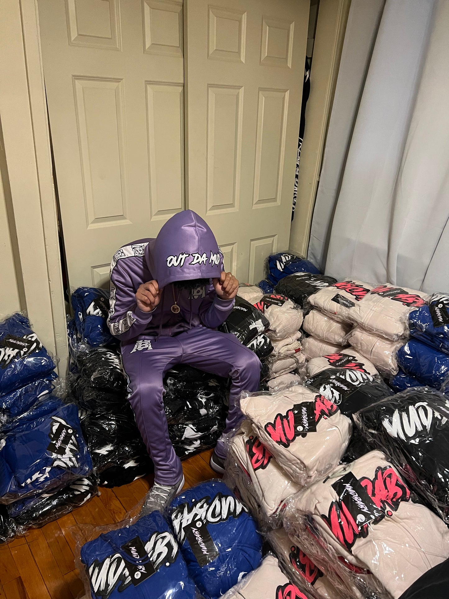 Purple Mudbaby hoodie tracksuit